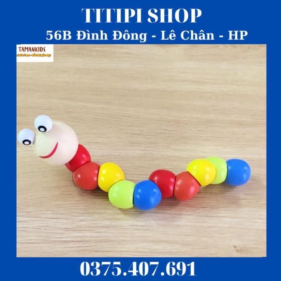 Siêu giảm giá Con sâu gỗ xinh đẹp nhiều màu sắc - Đồ chơi gỗ giúp bé luyện tay khéo léo, phân biệt màu sắc - Tamankids