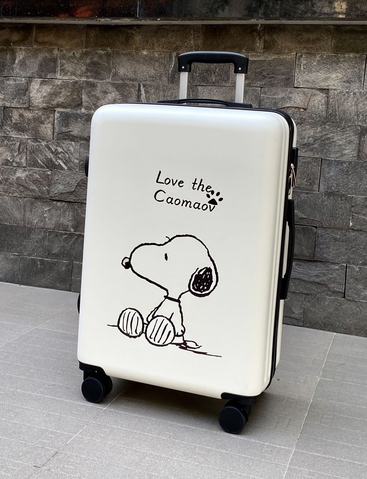 HÌNH THẬT_Du Lịch Tay Kéo In Hình Chú Chó Snoopy Siêu Cute 4 Bánh Xe Xoay 360 Độ Chất Liệu Nhựa Nhám PC+ABS Dày Dặn Hàng Sẵn Kho Đủ Size 20/24/26 inch