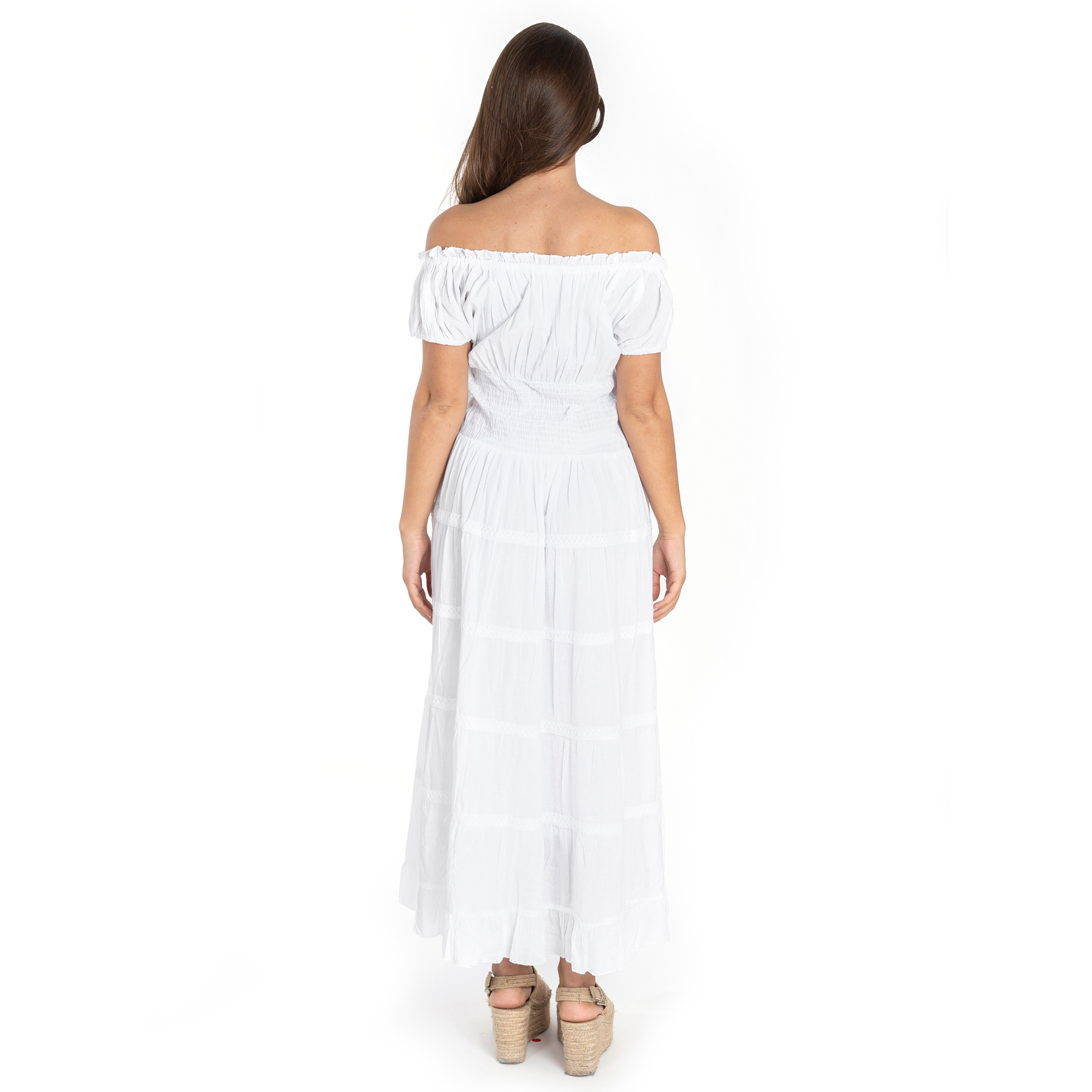 Maxi Trắng Trễ Vai Cotton Isla Bonita IB23060-WH
