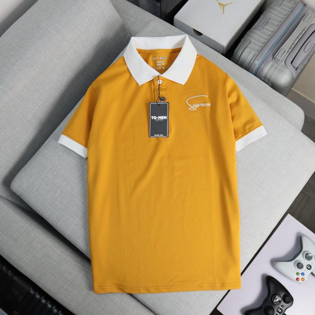 Áo thun polo nam đẹp cổ trụ bẻ, phối màu đơn giản, sang trọng, vải cá sấu cotton thoáng mát thêu chữ - MSAT02