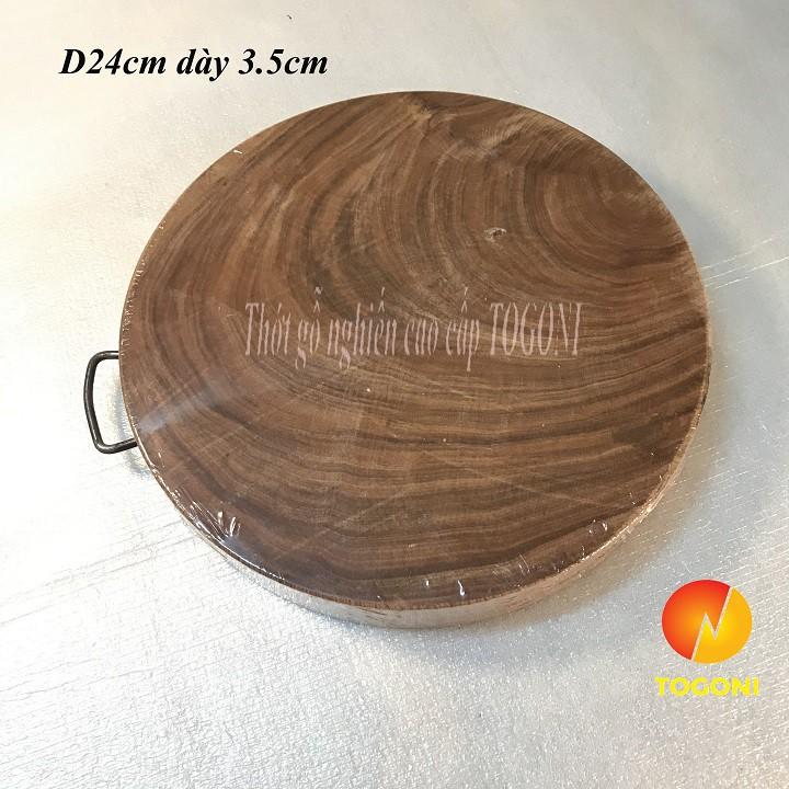 THỚT GỖ NGHIẾN cao cấp TOGONI 24cm dày 3.5cm- Không tâm (Thớt thái, băm)