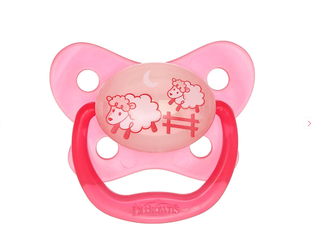 [ PV11007 ] Ty ngậm đơn phát sáng dạ quang Prevent chỉnh nha, chống vẩu Dr.Brown's ( 0-6m )