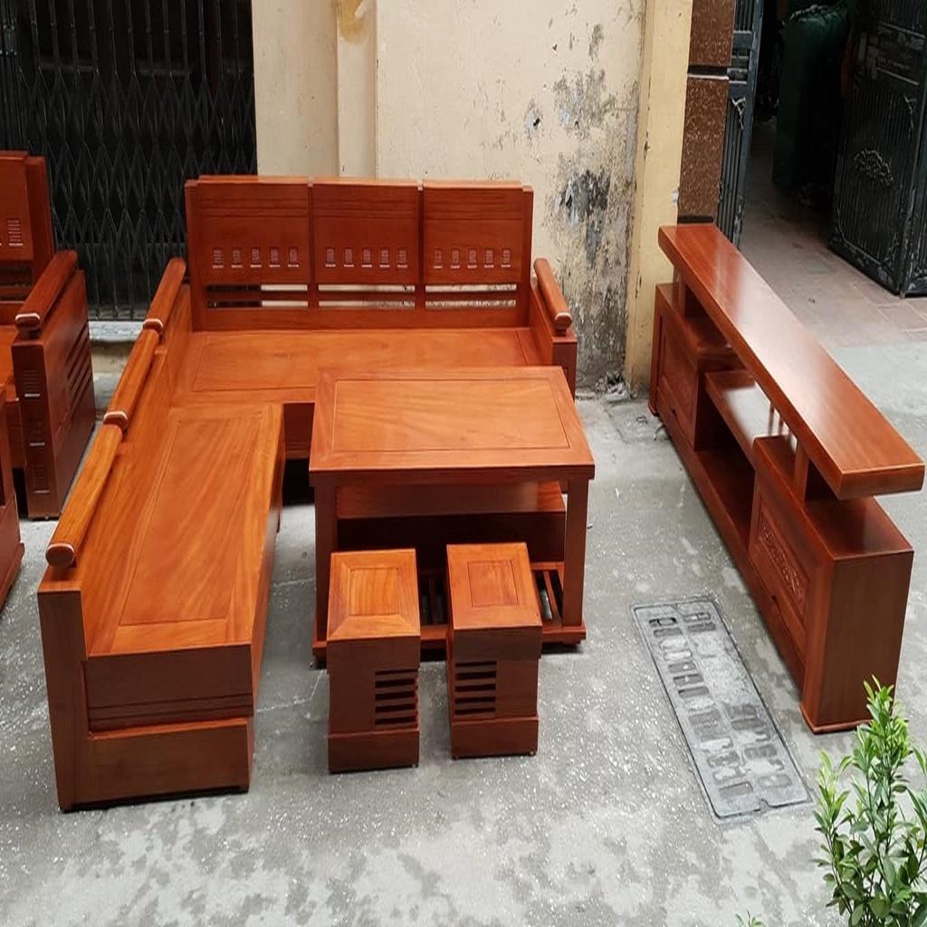 Bộ Bàn Ghế Sofa Trứng Góc Gỗ Gõ Đỏ