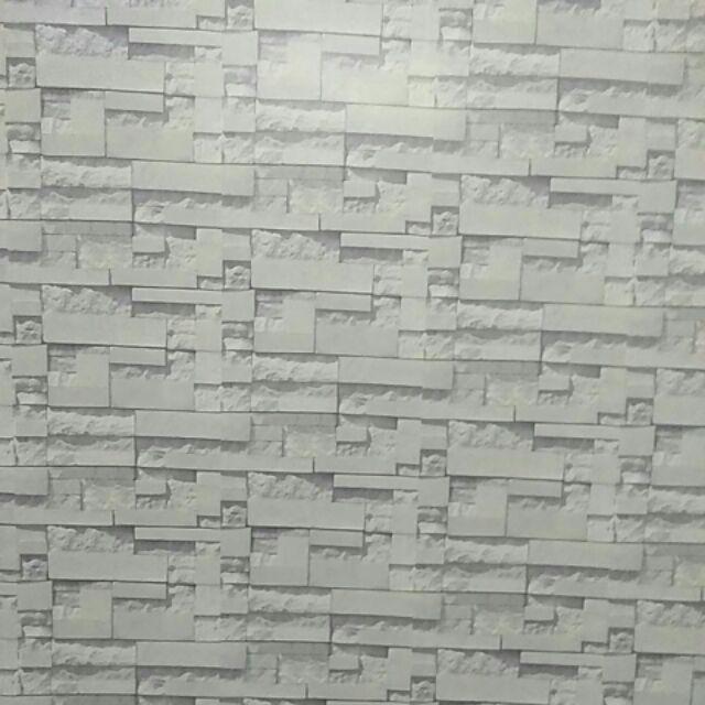 10m giấy dán tường giả đá 3d xám