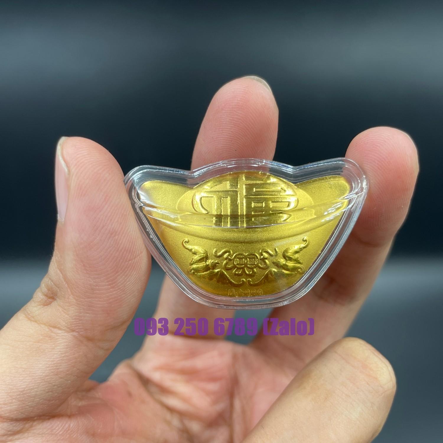 Thỏi Vàng Kim Nguyên Bảo Kèm Túi Phúc, Lộc - Chiêu Tài, May Mắn