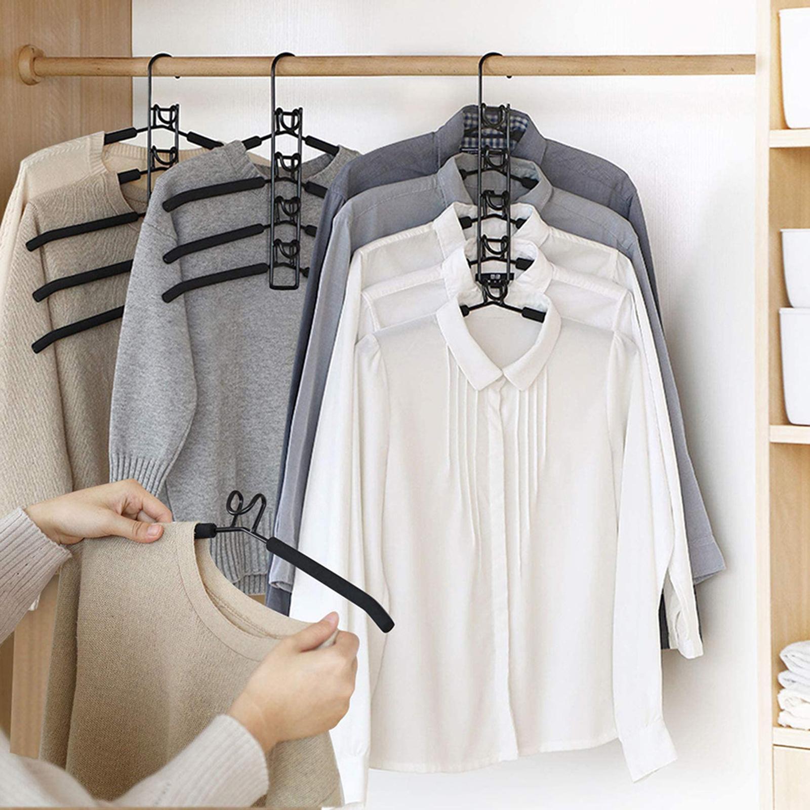 5 in 1 Multi Layer Metal Clothes Hangers Rack for Coat Sweater Skirt Pants, Widely Use