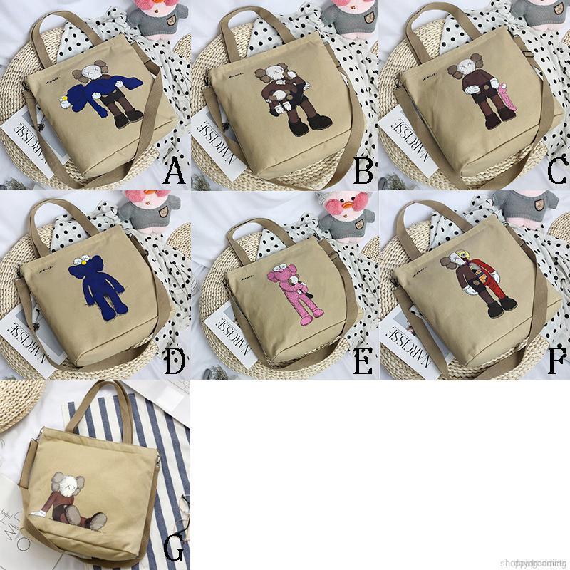 Túi xách canvas nữ cỡ lớn in họa tiết hoạt hình