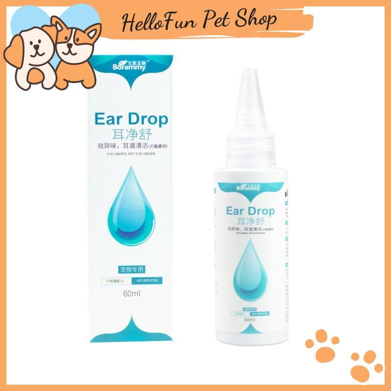 Lọ nhỏ tai cho chó mèo Borammy 60ml (Dung dịch vệ sinh tai cho thú cưng chiết xuất thiên nhiên)