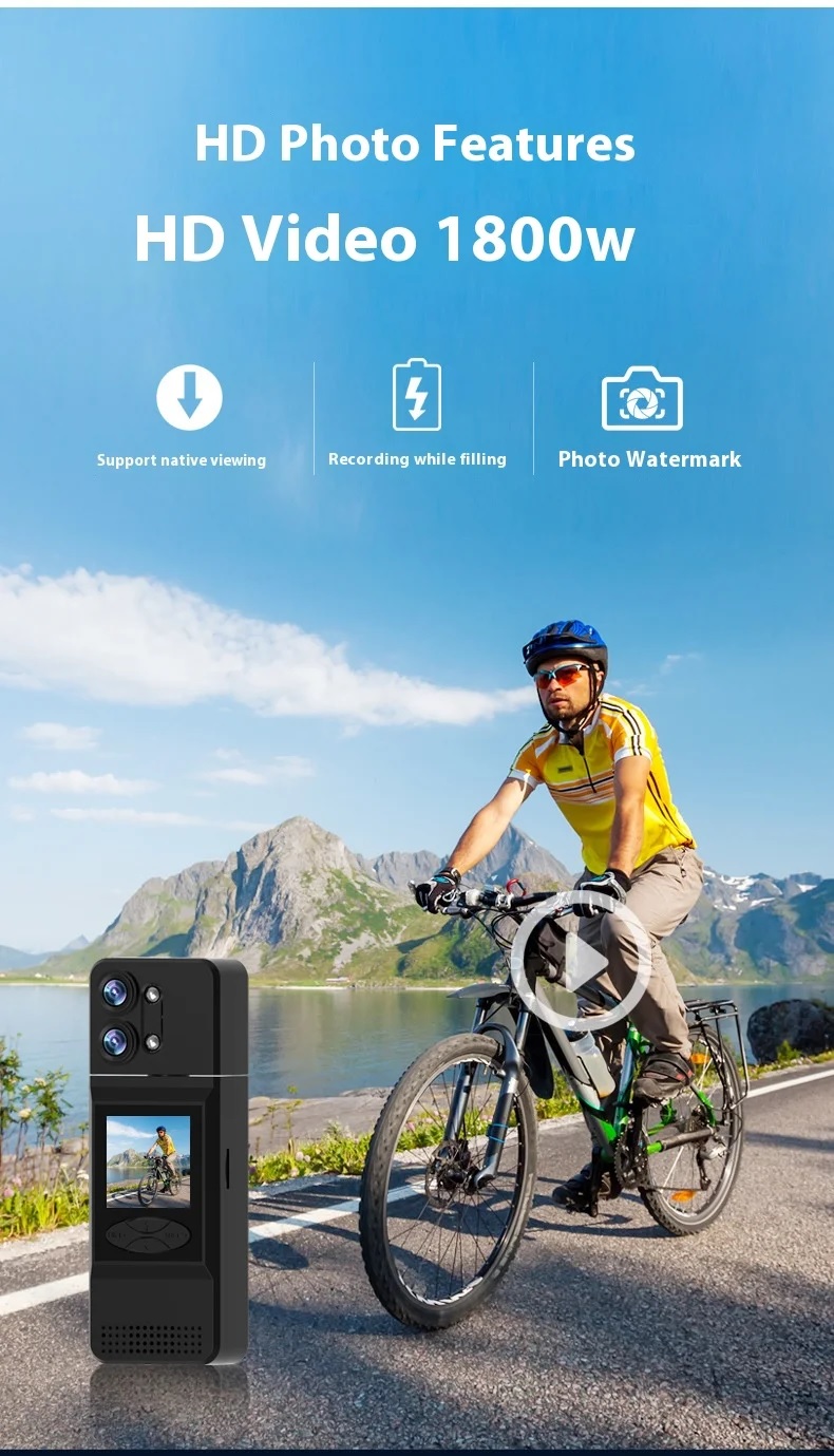 ROGTZ Máy Quay Phim Hành Động Thể Thao Đeo Trên Người, Camera Góc Rộng 2K, Màn Hình 1,5 inch, Ống Kính Xoay 180 Độ Action A3 - Hàng Nhập Khẩu