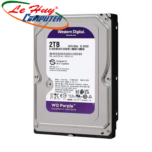 Ổ cứng HDD Western Purple 2TB 3.5 inch SATA III 64MB Cache 5400RPM WD23PURZ Hàng Chính Hãng