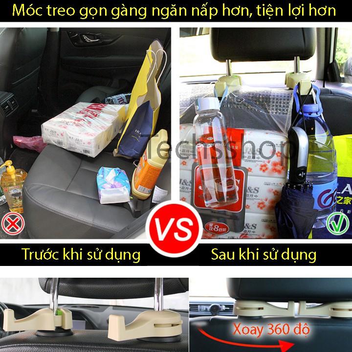 Móc Treo Đồ Sau Ghế Ô Tô Loại Có Đèn - Móc Gắn Sau Ghế Xe Hơi - Multi Function Car Hook - Combo 2 Cái