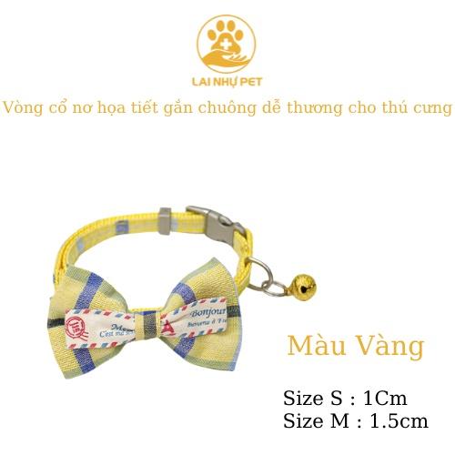 Vòng cổ nơ hoạ tiết gắn nơ caro dễ thương cho thú cưng - Lai Nhự Pet