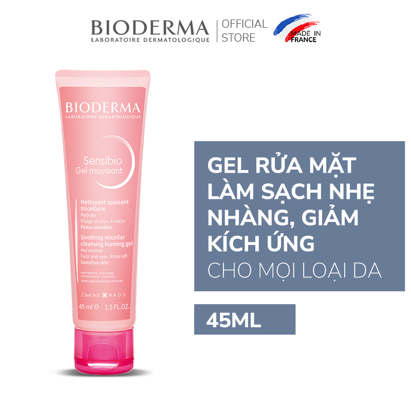 Gel rửa mặt tạo bọt cho da nhạy cảm Bioderma Sensibio Gel Moussant - 45ml