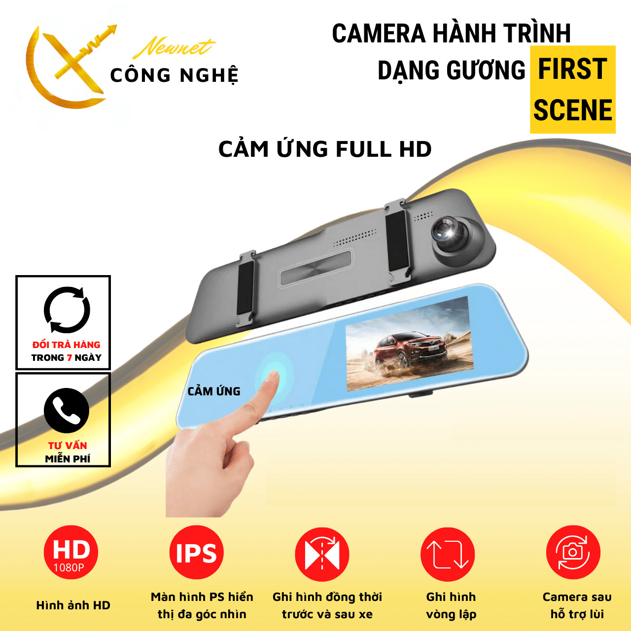 Camera Hình Trình Dạng Gương Màn Hình HD (Màn Hình 4.5in)