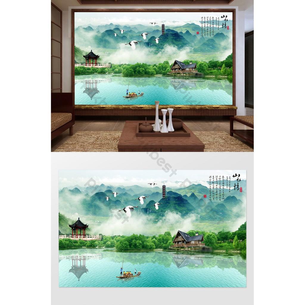 Tranh dán tường Tranh 3d dán tường phong thủy phòng khách phòng ngủ hiện đại 05