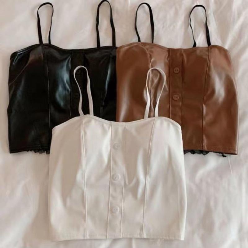 Áo bra 2 dây nữ bọc da 3 khuy có đệm ngực chun lưng
