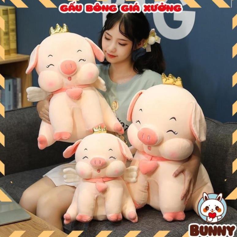Thú Bông Heo Ngồi, Lợn Bông Heo Ngồi Đội Vương Miện 38cm/45cm/55cm Siêu Dễ Thương Mềm Êm Mịn