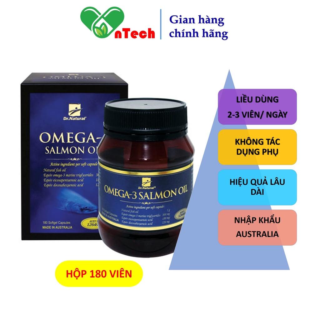 Viên uống dầu cá Hồi Dr.Natural OMEGA -3 SALMON OIL Hỗ trợ giảm mỡ máu bổ não tốt cho tim mạch hộp 180 viên