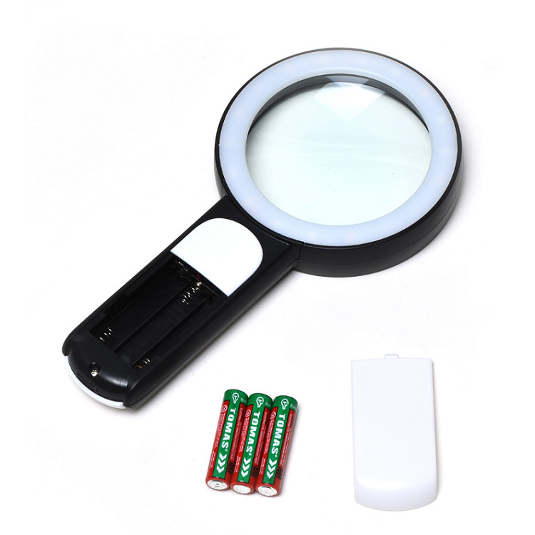 Kính lúp cầm tay 30X sang trọng tích hợp 18 hạt đèn led chiếu sáng hình ảnh rõ nét M018