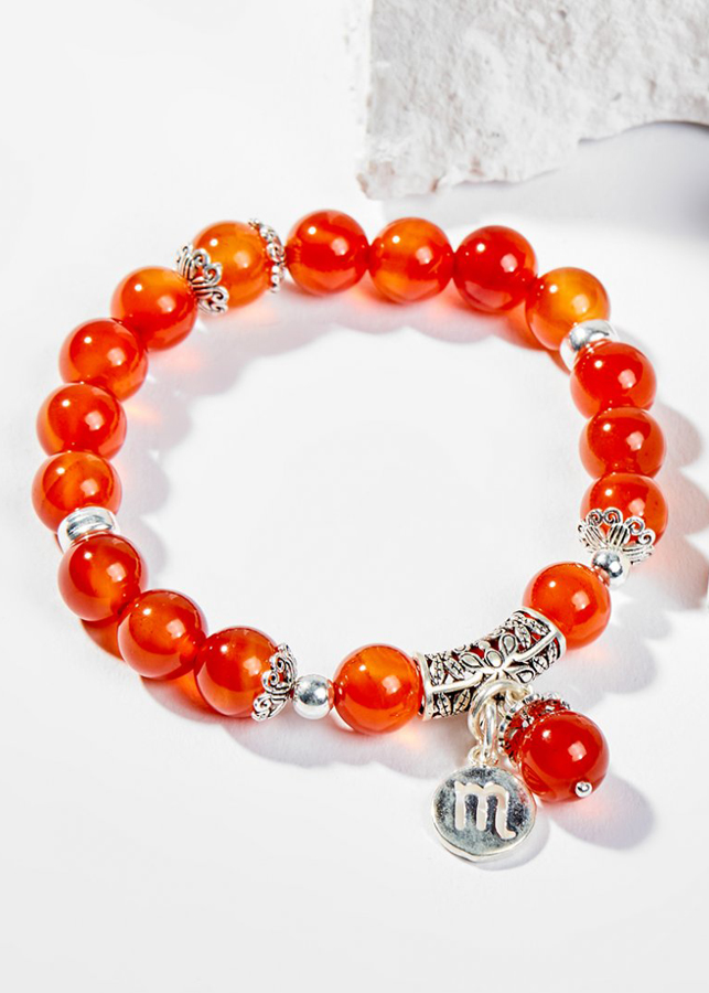 Vòng Tay Phong Thủy Nữ Đá Mã Não Đỏ Phối Charm Cung Hoàng Đạo Thiên Yết  Mệnh Hỏa, Thổ Ngọc Quý Gemstones