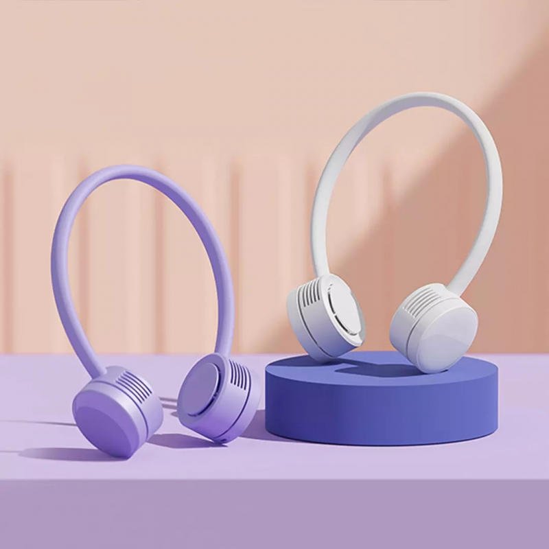 Quạt treo cổ Xiaomi Qualitell Quạt tuabin ba tốc độ gió silicone thân thiện với da Điều chỉnh miễn phí 360 độ