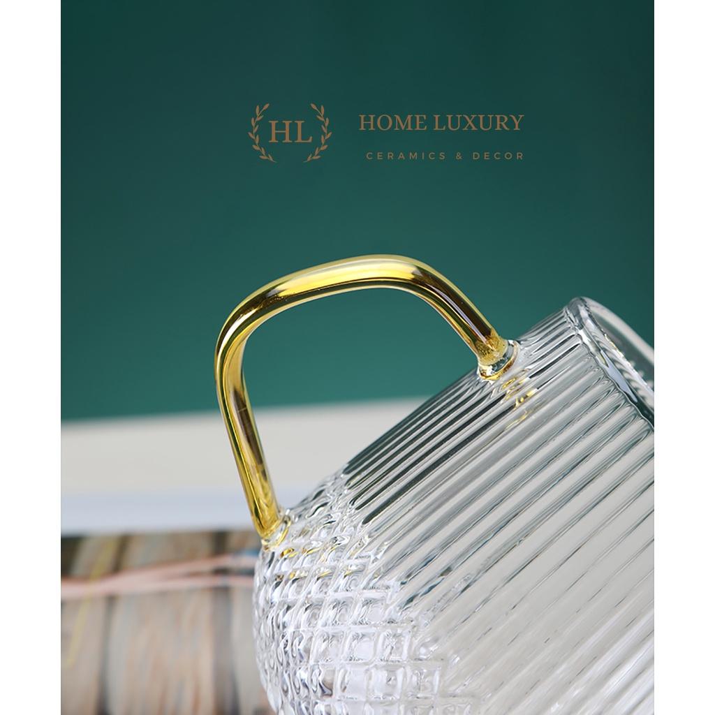 BỘ BÌNH CỐC BOROSILICATE SIÊU NHẸ - CHỊU NHIỆT - CƯỜNG LỰC | Bình cốc thuỷ tinh phong cách NORDIC vân kim cương