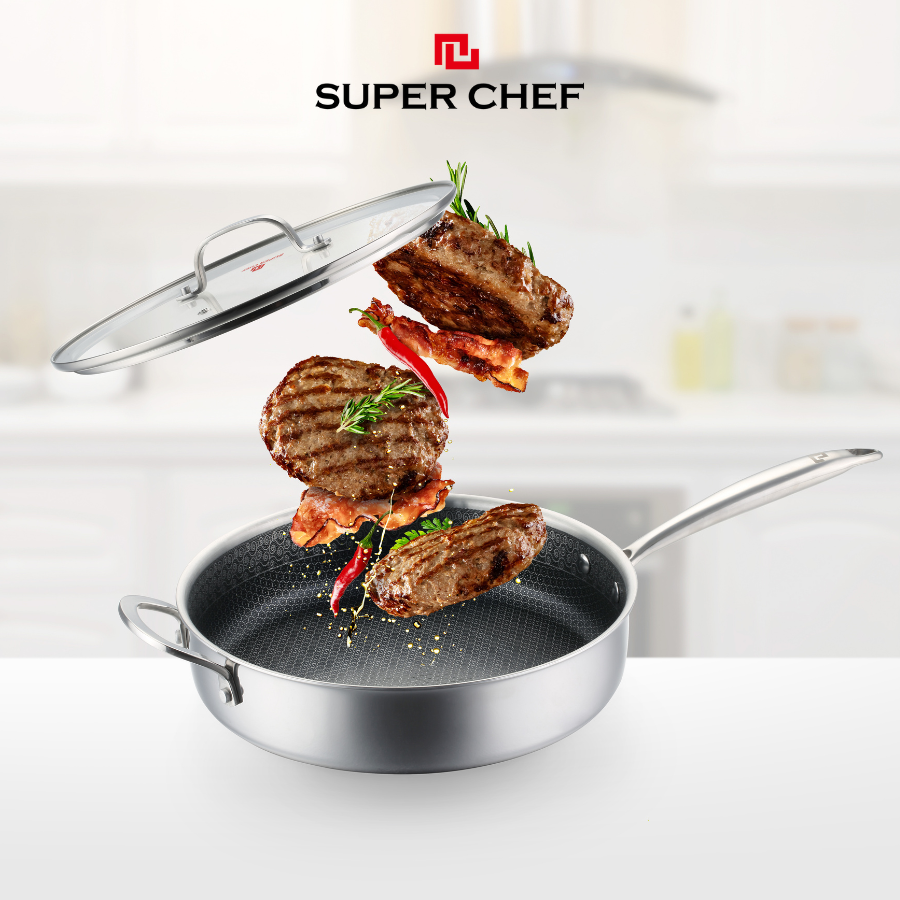 Chảo Đa Năng Super Chef Titan 3 Lớp Siêu Bền, Không Gỉ, Không Trầy Xước