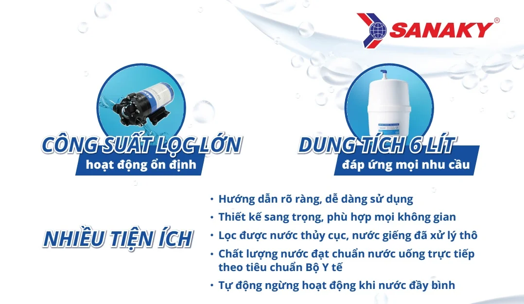 Máy lọc nước Sanaky VH-6210VD - 2 vòi – 3 chế độ nước Nóng – Lạnh – Nguội tiện lợi 10 lõi lọc nước thế hệ mới - Hàng chính hãng