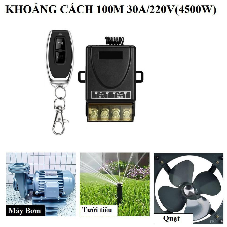 Công tắc điều khiển từ xa 100M bật tắt máy bơm, động cơ công suất lớn 30A/220V (Đen)