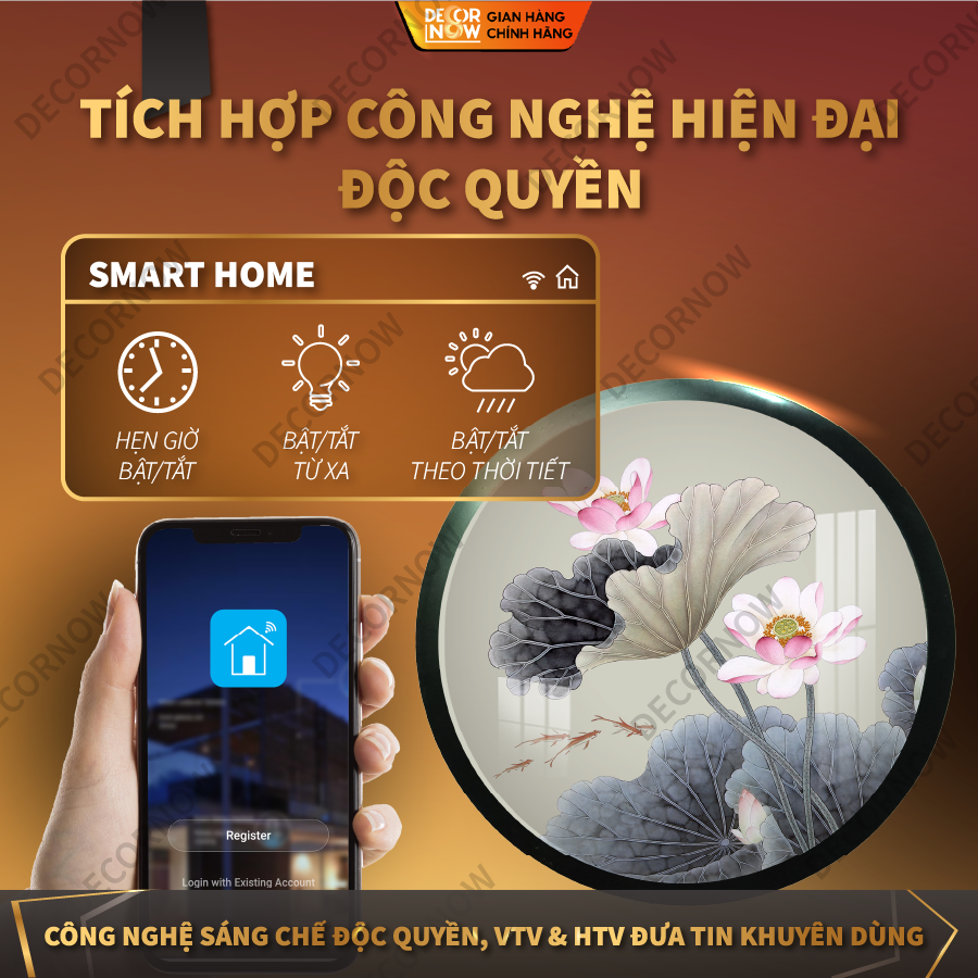 Đèn Hào Quang Phật DECORNOW, Tranh Trúc Chỉ Tròn Hiện Đại Hoa Sen, Trang Trí Ban Thờ Mẹ Quan Âm, Các Vị Phật 20,30,40 cm