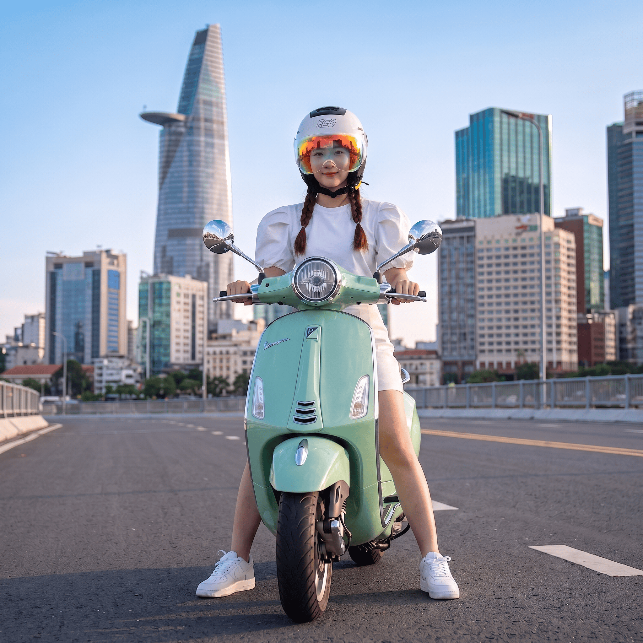 ️ Mũ Bảo Hiểm Nửa Đầu Có Kính Âm EGO E-24 Chính Hãng – Mũ 1/2 Đi Phố Thời Trang, Thoáng Khí, Siêu Nhẹ 700g