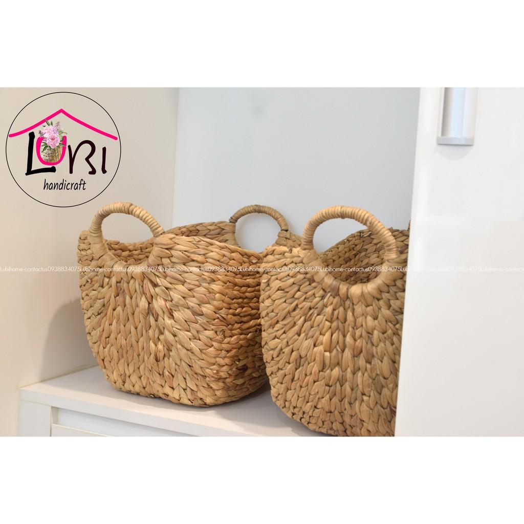 - Giỏ đựng đồ đan lục bình hình thuyền bộ 3 - sang trọng, tinh tế