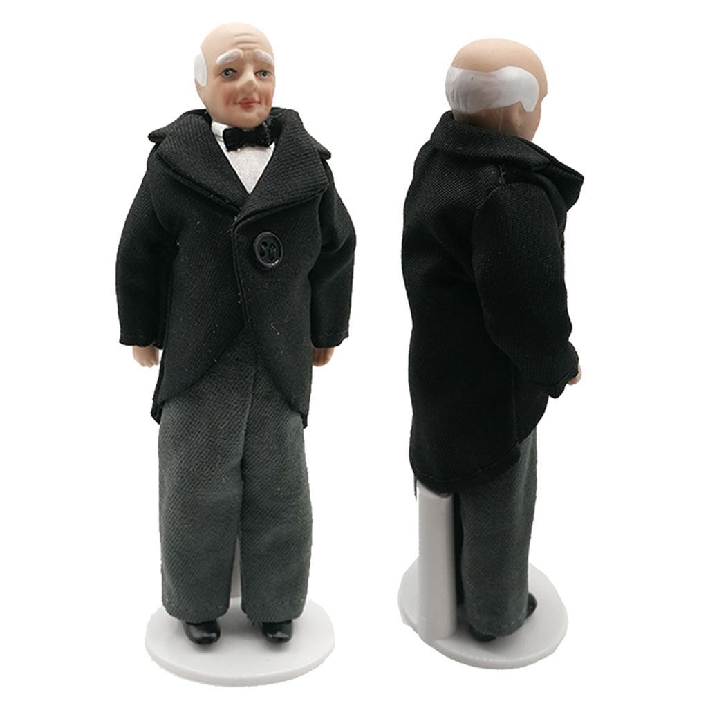2Pcs 1/12 Dollhouse Miniature Porcelain Doll Model Little Beautiful Girl Boy