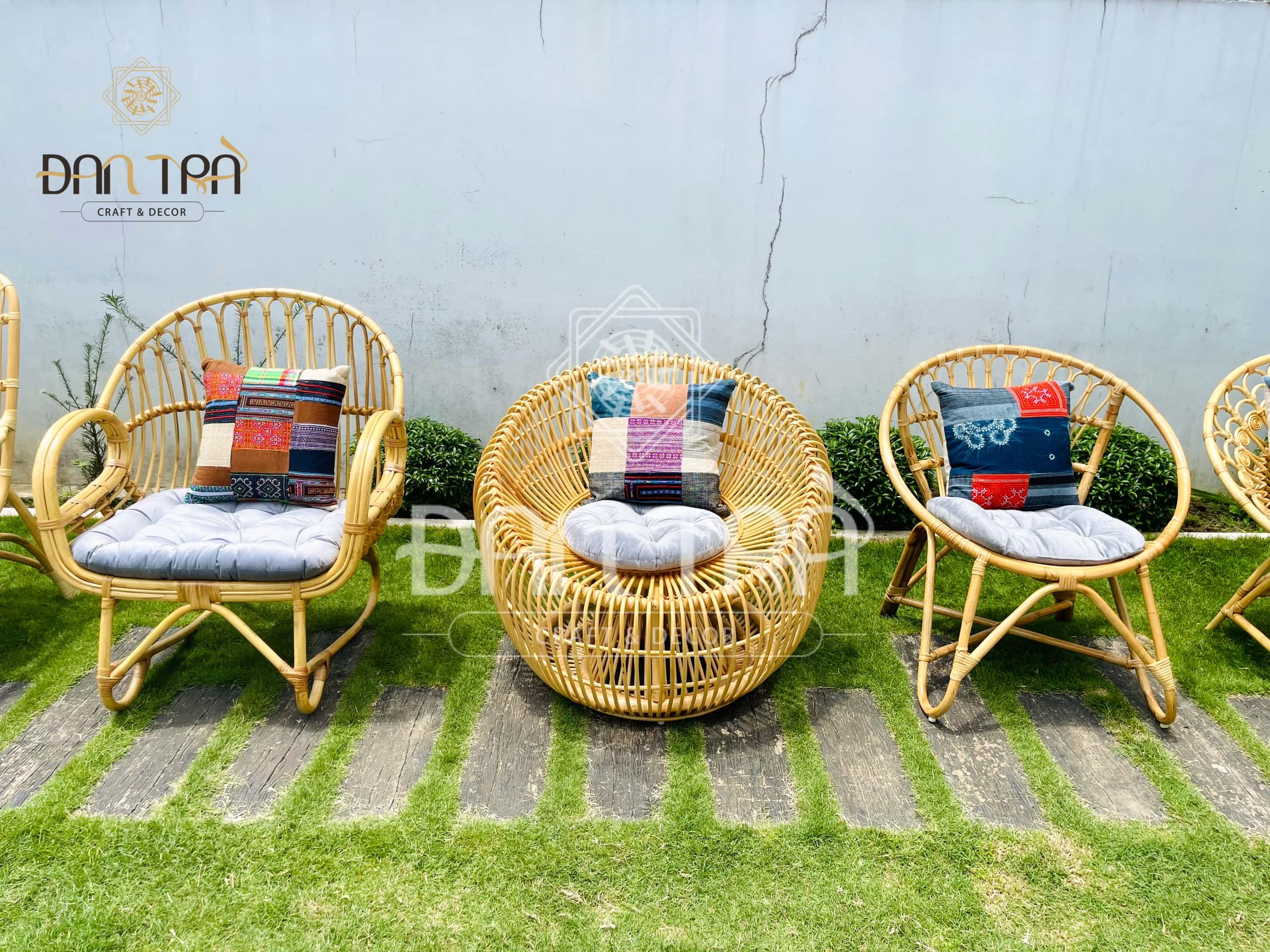 Bộ Bàn Ghế Mây Tự Mix Tại  Đan Trà- Bộ Sofa Mây Tre Vintage- Bộ Bàn Ghế Mây Nhỏ Gọn Uống Trà- Nội Thất Mây Tre Đan Trà