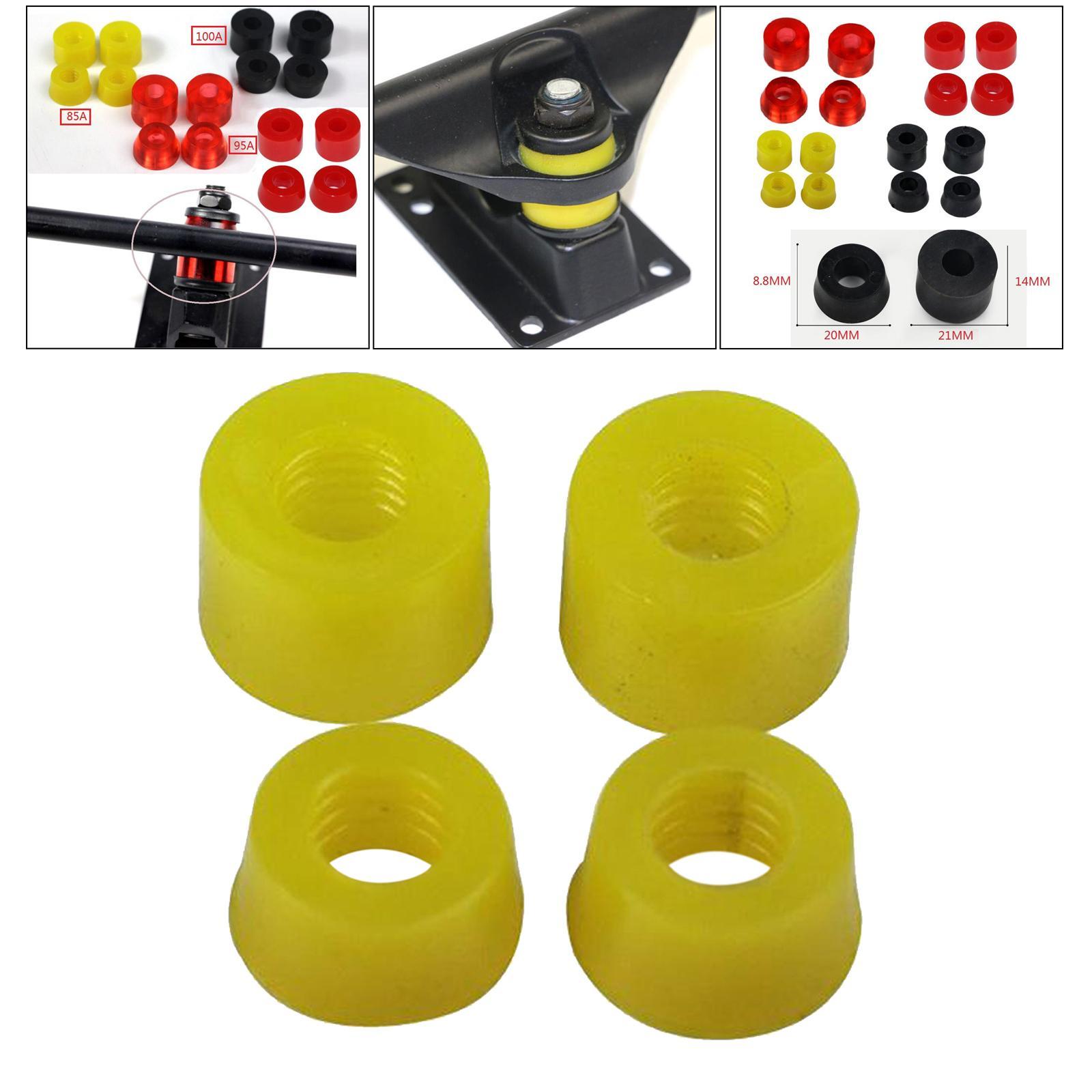 2x 4 Pieces Skateboard Bushings Longboard Truck Bushings Skateboard Cup Washers for Skateboard Trucks - Yellow 85A