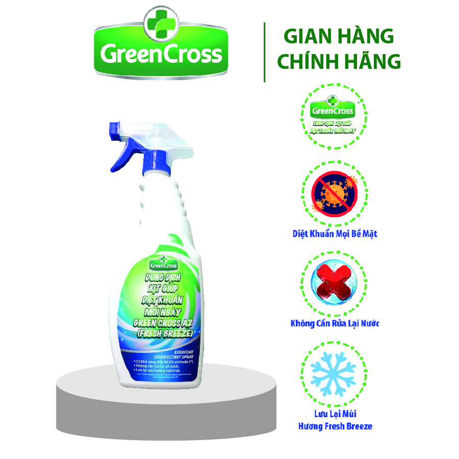 DUNG DỊCH XỊT KHUẨN MỖI NGÀY GREEN CROSS A2 CAN 5 LÍT - TẶNG 1 CHAI 500ML CÙNG LOẠI