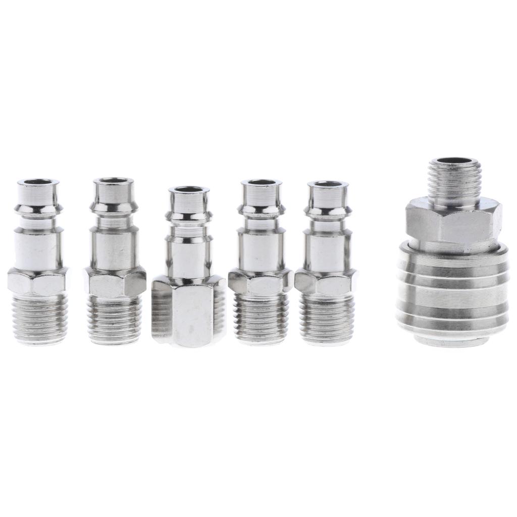 6 Miếng Bằng Khí Nén Không Khí Đầu Nối Nhanh Khớp Nối Adapter Ren Ghép Nối