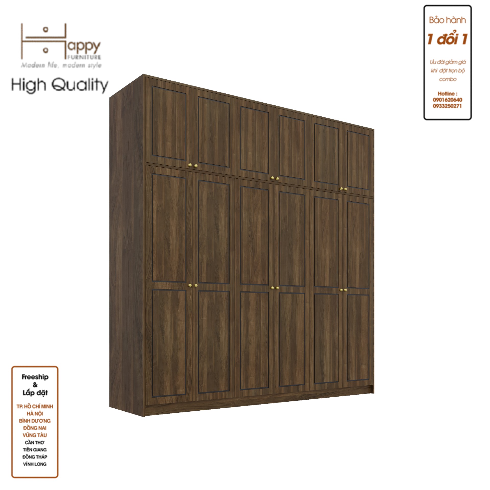 ELEGANT, Tủ quần áo cửa mở 2m4x2m4, 240cm x 54cm x 240cm , TCM_085