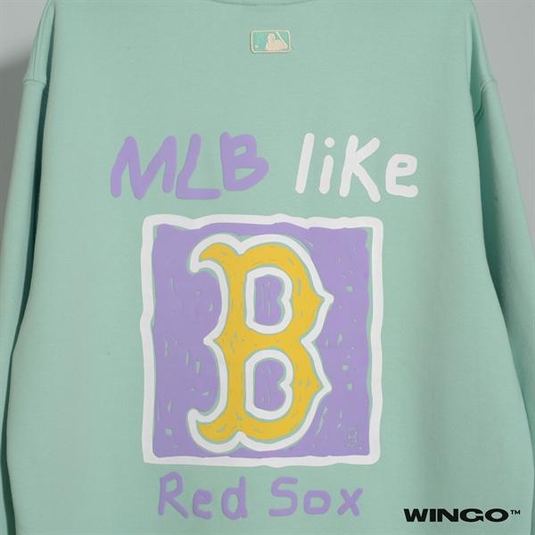 M-L-B Like Back Square Print Sweatshirt Boston Red Sox Mint
