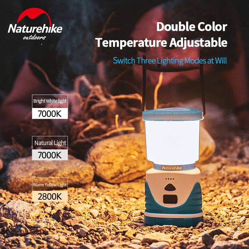 Đồ cắm trại Đèn kiêm sạc dự phòng Naturehike NH19Y002-B 6600 mAh gọn nhẹ tay cầm tiện lợi du lịch dã ngoại A023