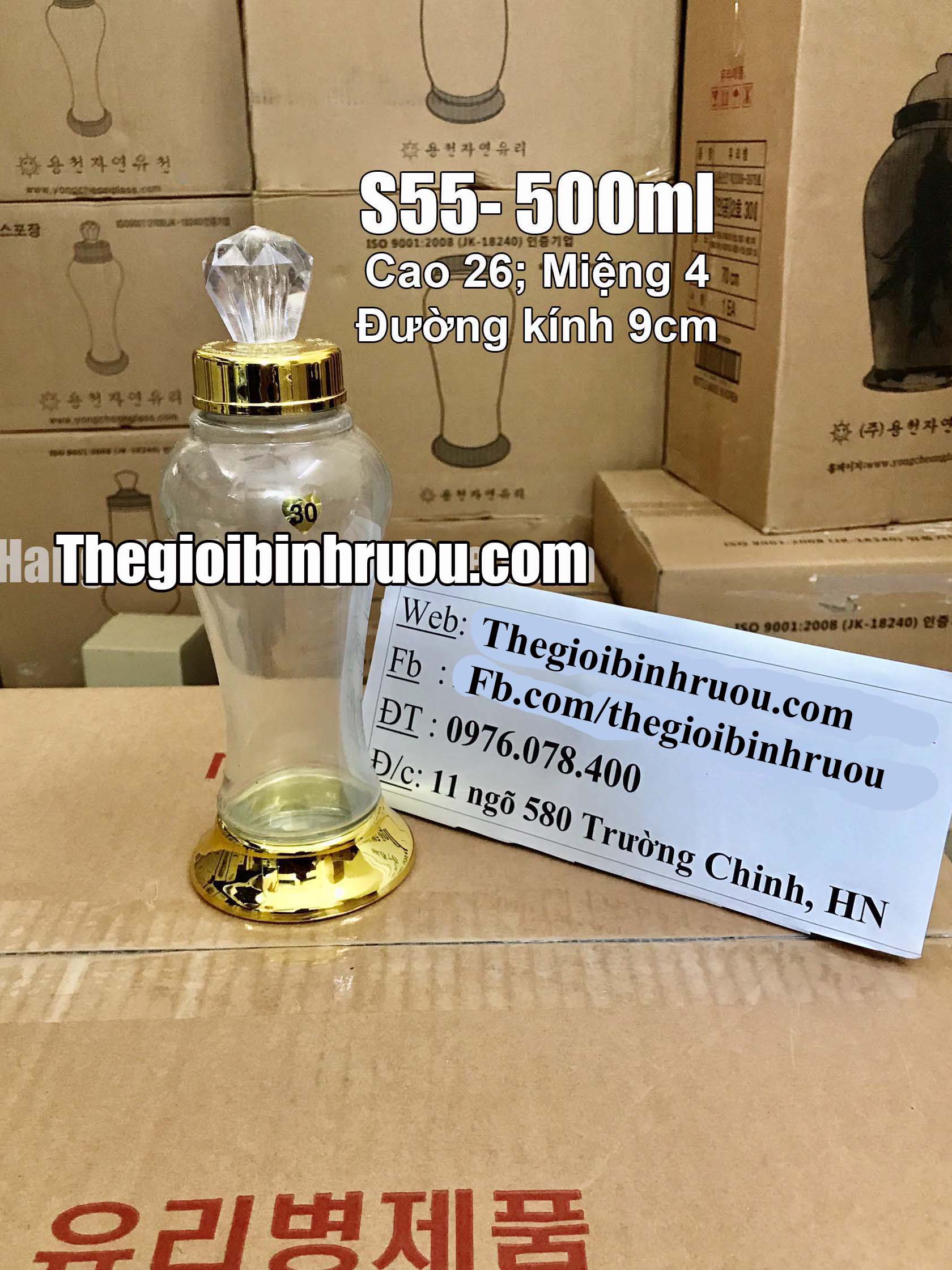 Bình thủy tinh ngâm rượu 0,5 lít
