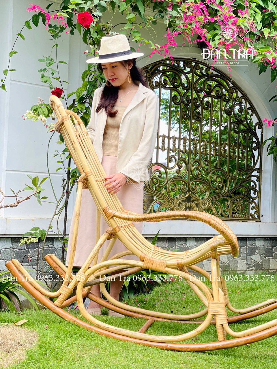 Ghế Mây Bập Bênh Thư Giãn ĐAN TRÀ, Ghế Bập Bênh Mây Tay Đan, Ghế Mây Cho Người Già, Bàn Ghế Mây Tre ĐAN TRÀ