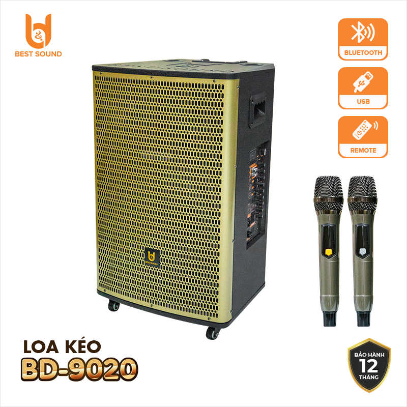 [ 2 MICRO KHÔNG DÂY UHF + REMOTE ] Loa Kéo Gỗ Bluetooth B&amp;D, Công Suất 120W, Bass 15 Inch - Hàng Chính Hãng