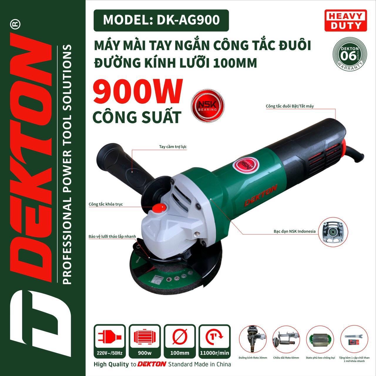 MÁY MÀI ĐIỆN 900W 100MM DEKTON DK-AG900 - HÀNG CHÍNH HÃNG