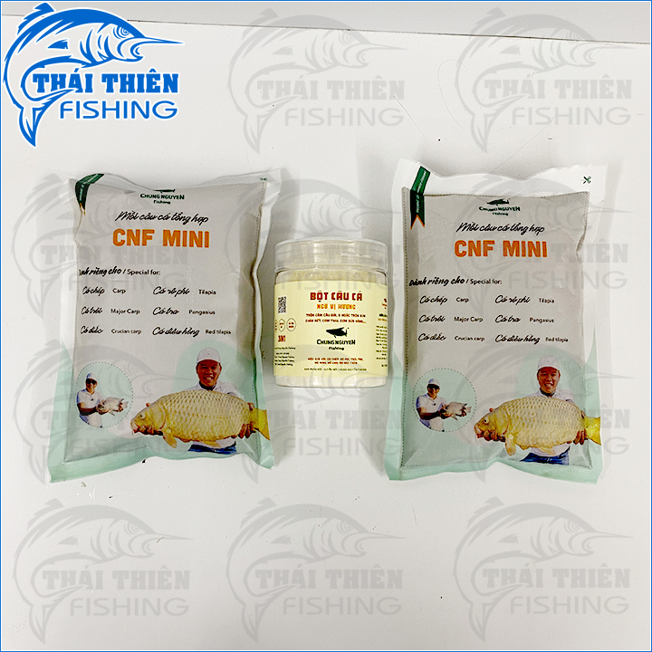 Combo 2 Gói Cám CNF Mini, 1 Hũ Bột Ngũ Vị Hương Chung Nguyễn Fishing Dùng Câu Cá Tổng Hợp Như Chép, Trôi, Trắm, Phi