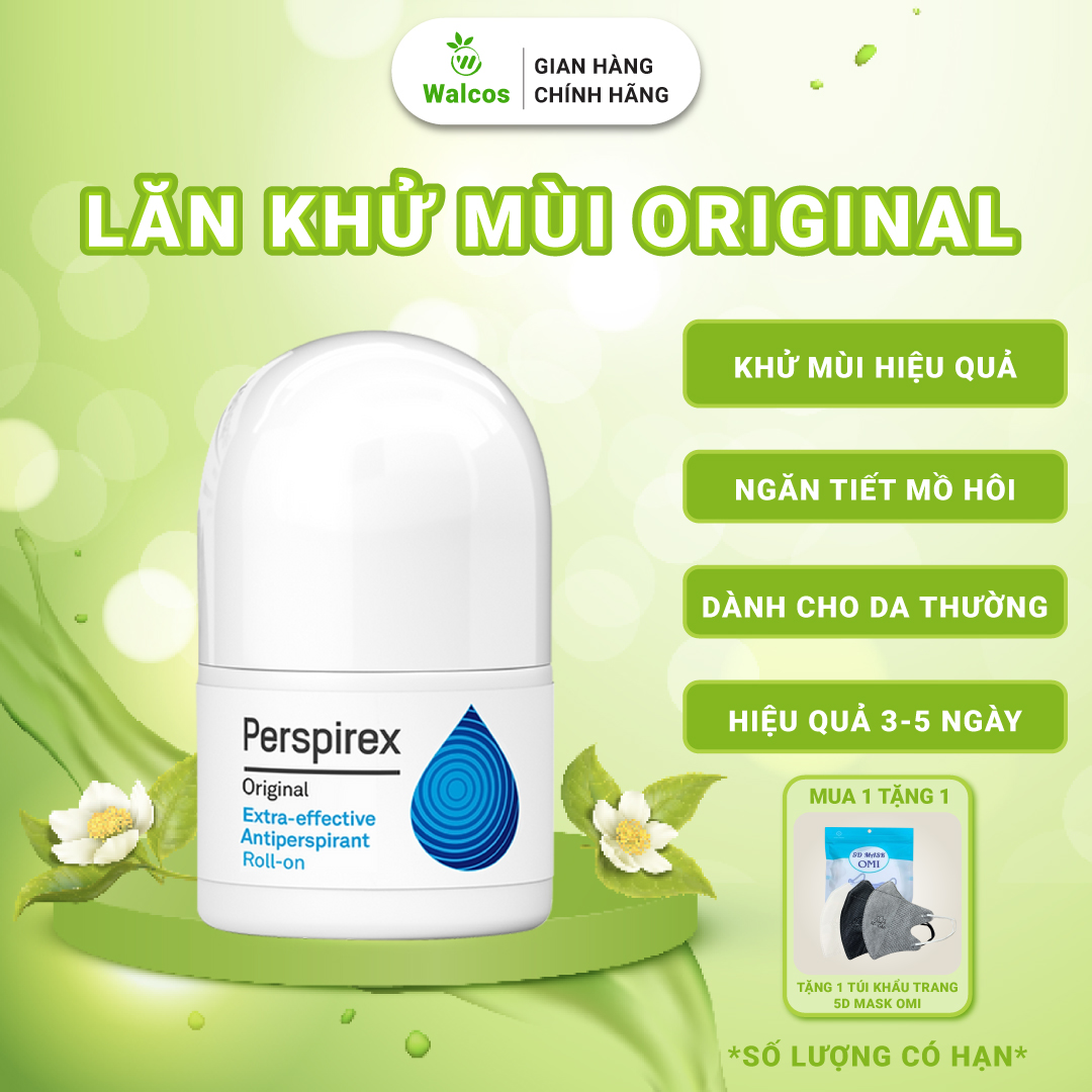 Lăn Khử Mùi Perspirex Original Chính Hãng Dành Da Thường - Khử Mùi & Ngăn Tiết Mồ Hôi Hiệu Quả (Chai 20ml)