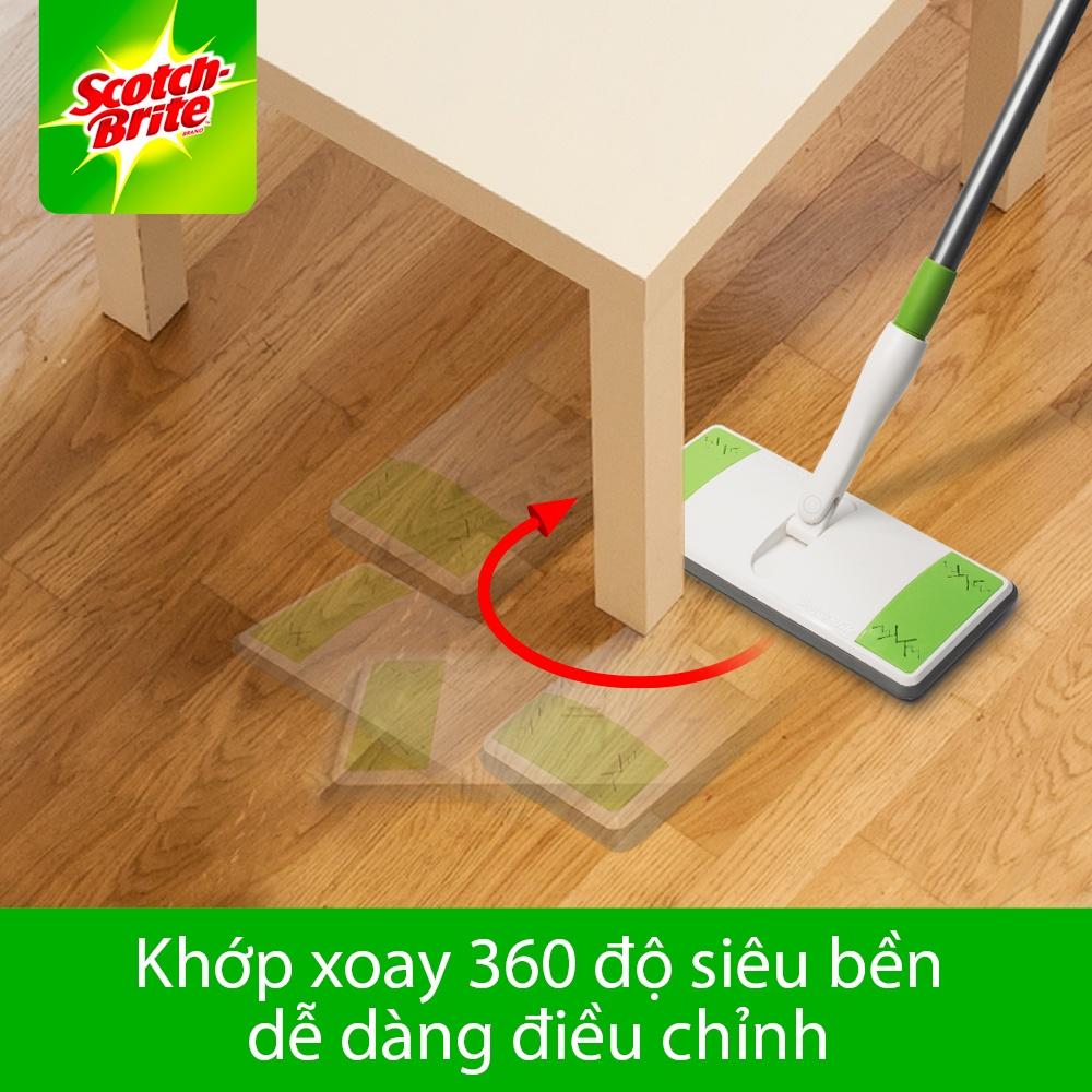 Cây lau nhà siêu tốc dùng khăn giấy thay thế Scotch-Brite 3M đa năng, xoay 360 độ, lấy sạch bụi và tóc mọi ngóc ngách