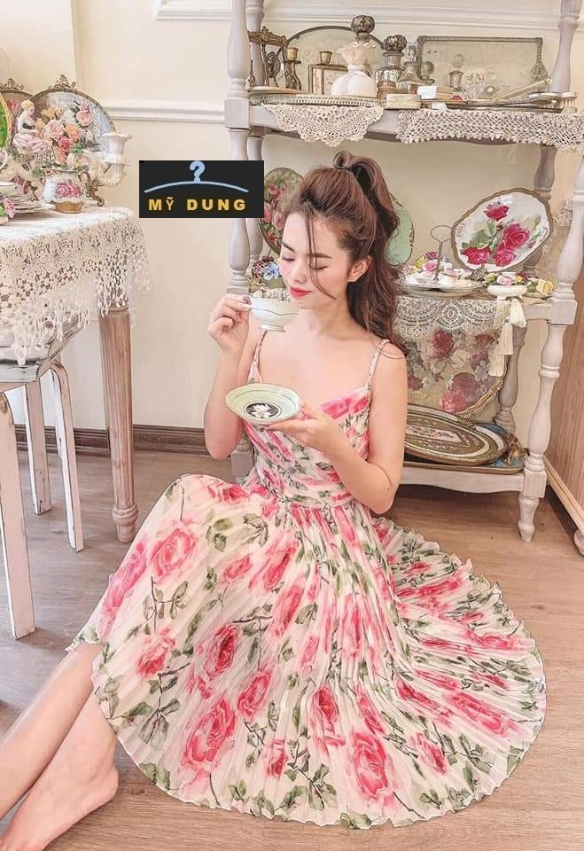 ĐẦM 2S XOÈ HOA DẬP LY  PHONG CÁCH NHẸ NHÀNG, NGỌT NGÀO- HÀNG THIẾT KẾ LOẠI 1