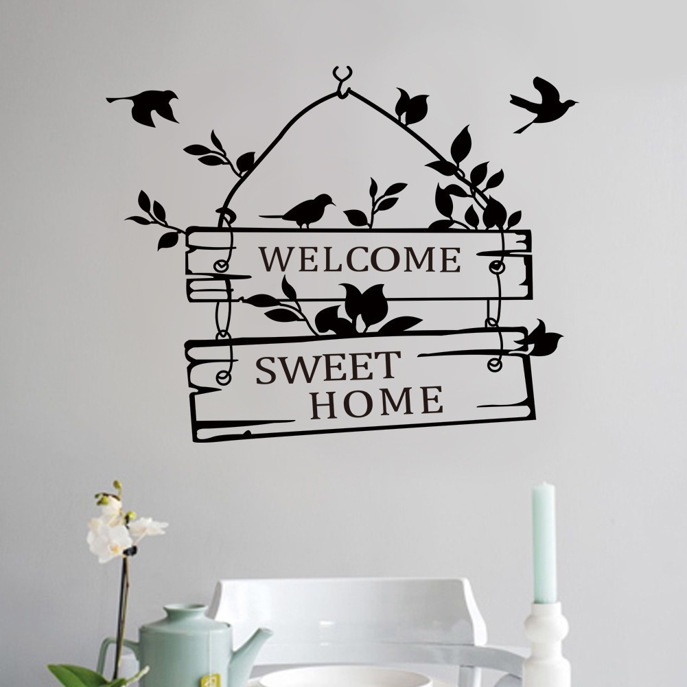 Decal dán tường, cửa kính chữ WELCOME SWEET HOME tươi vui và tràn đầy sức sống