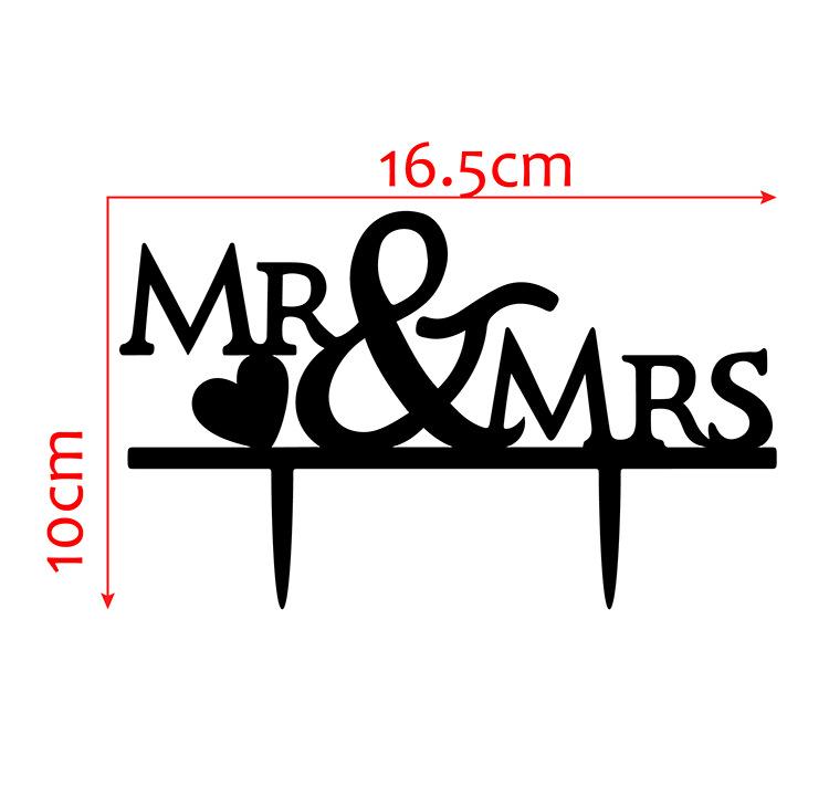 Mr Mrs And Love Heart Style Cake Topper For Wedding / Anniversary / Birthday Party